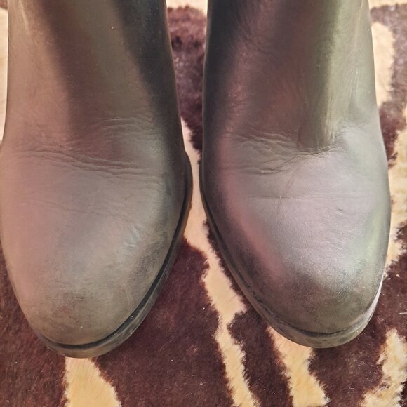 Lucky Brand Black Leather Ankle Boots Booties US Size 7.5 Western Style Pull On - Picture 7 of 12